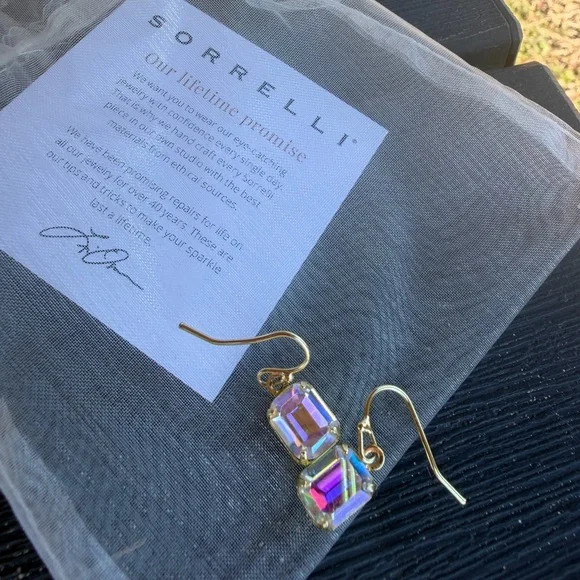 Sorrelli Gold Earrings with Iridescent Gem - Picture 2 of 2